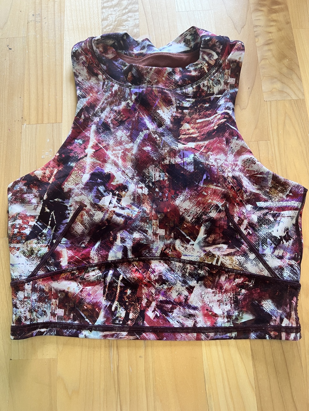 Lululemon Everlux and Mesh Cropped Tank Women's Top Burgundy Size 6 Sportswear